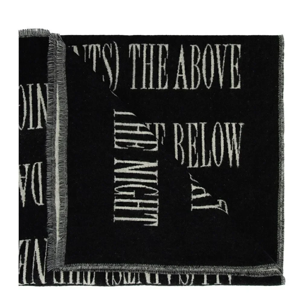 All Saints Varsity Wool Blend Woven Scarf Black